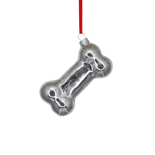 Dog Bone Glass Decoration Silver,