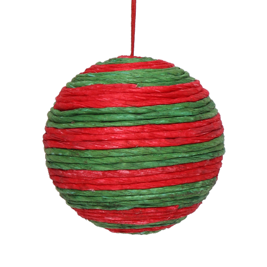 Paper Cord Bauble Red & Green, 8 cm