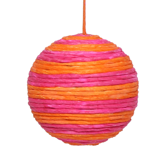 Paper Cord Bauble Pink & Orange, 8 cm