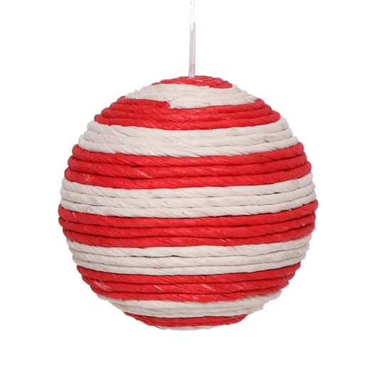 Paper Cord Bauble Red & Natural, 8 cm