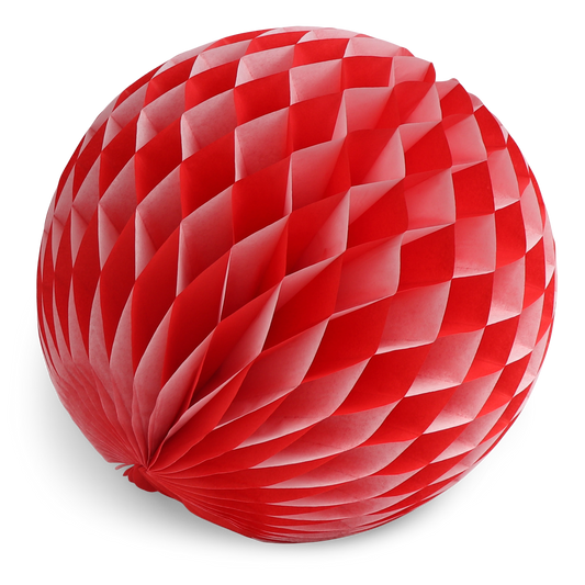 Honeycomb Ball Harlequin 25cm Red & White