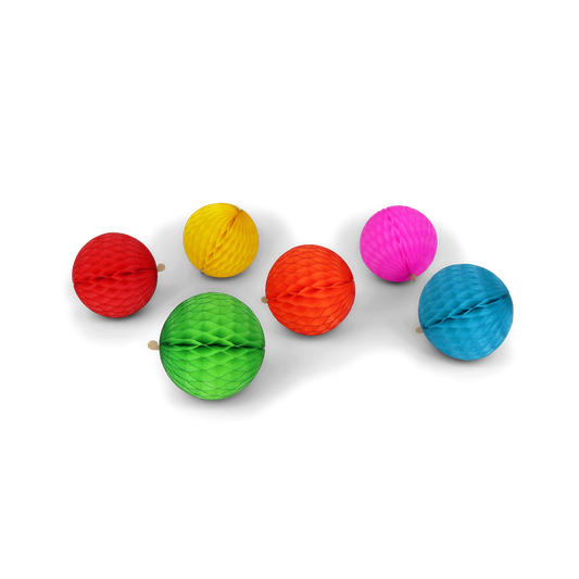 Honeycomb Ball 5cm Rainbow, Set of 6