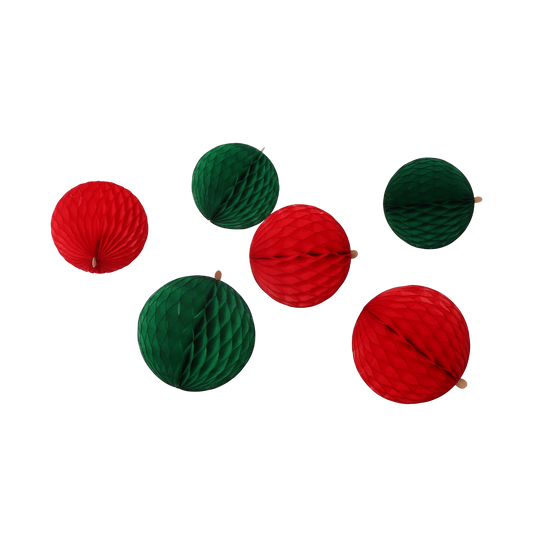 Honeycomb Ball 8cm Christmas, Pack of 6