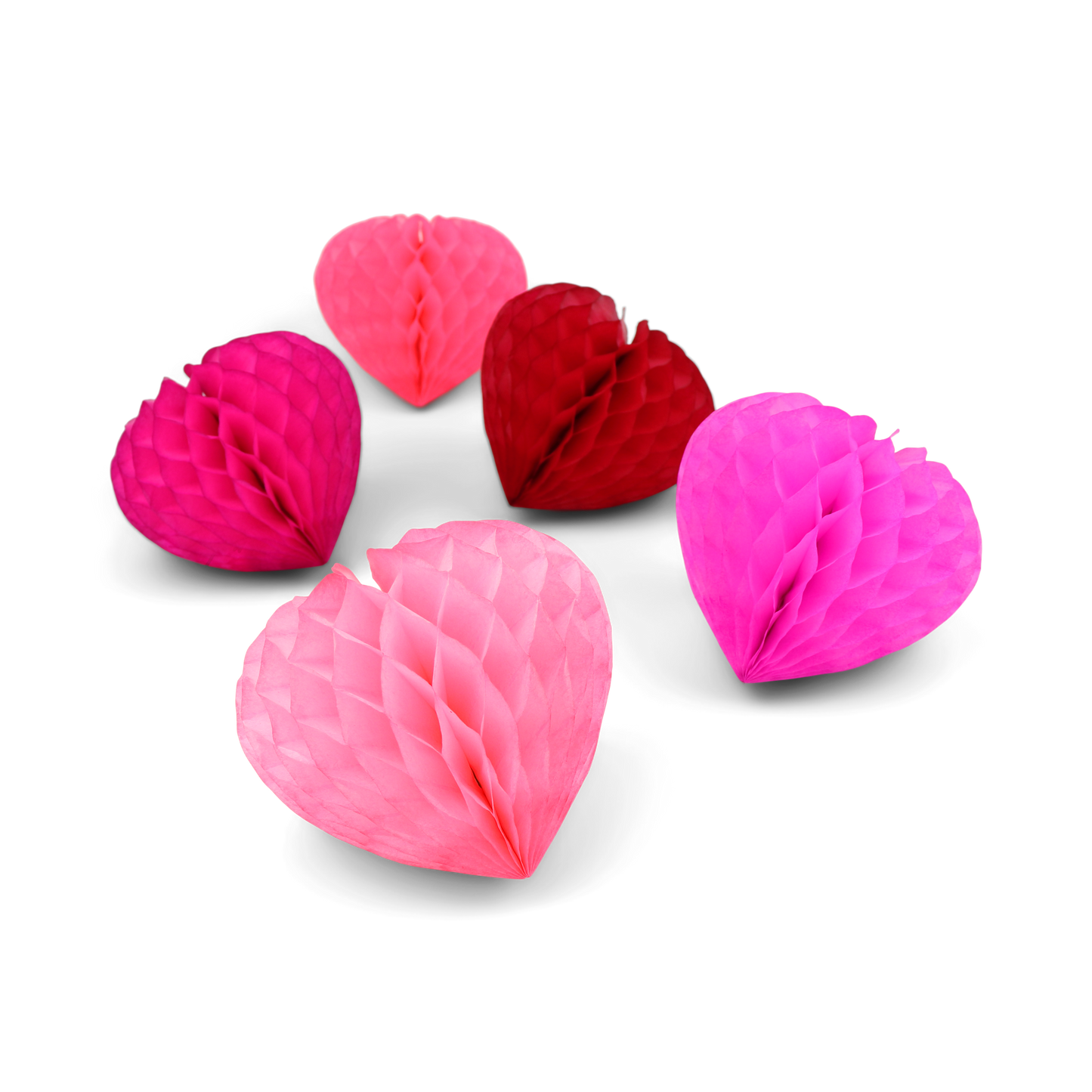 Honeycomb Heart 10cm Pinks, Set of 5