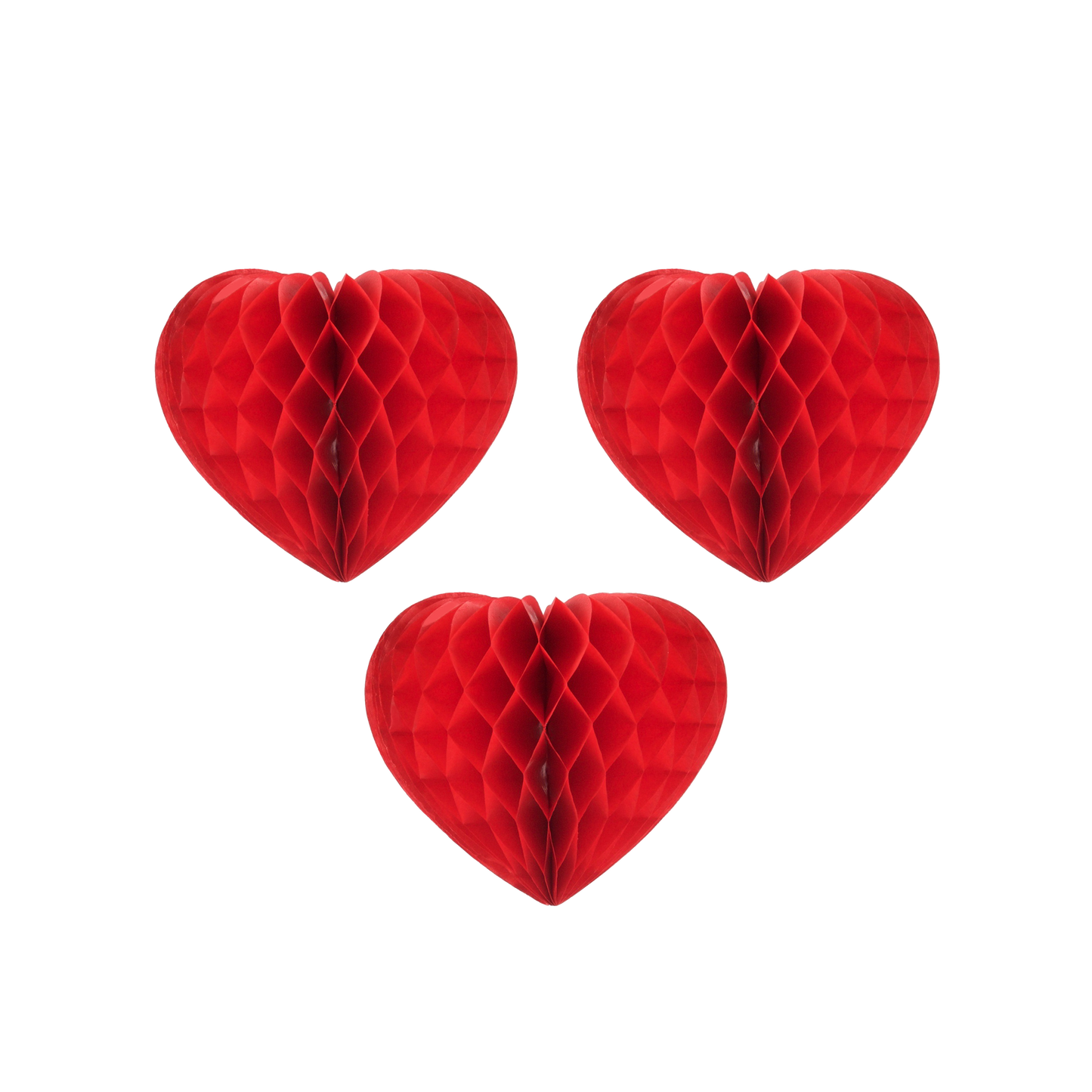 Honeycomb Heart 10cm Red, Pack of 3