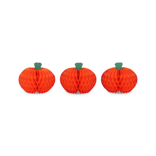 Honeycomb Pumpkin 10cm Orange, Pack of 3