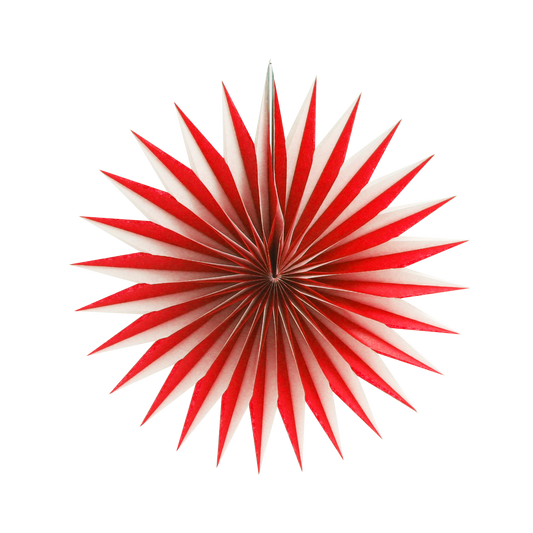 Pointed Fan Stripe 40cm Red & White