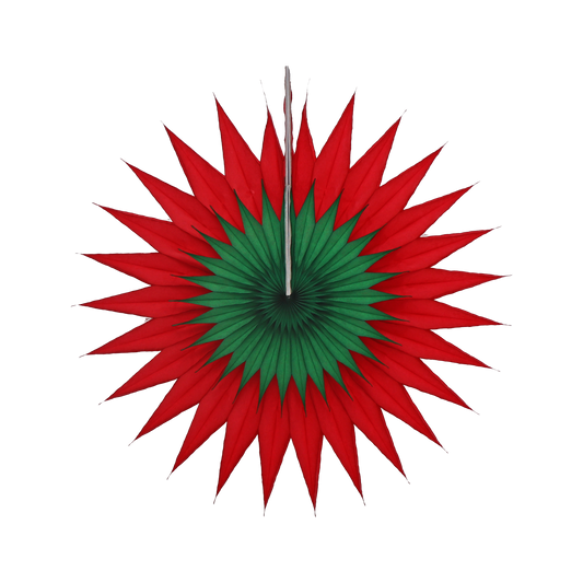 Pointed Duo Fan 30cm Red & Green