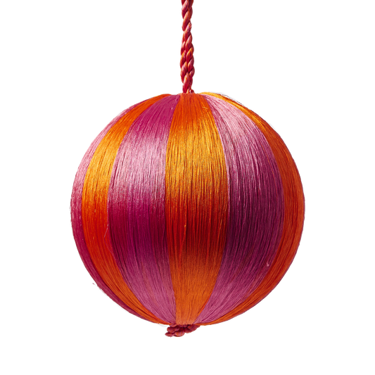 Satin Stripe Bauble Pink & Orange, 7 cm