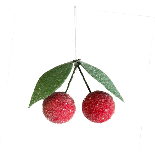 Spun Cotton Cherry Decoration, 6 cm