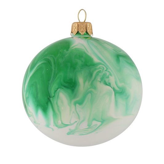 Marble Glass Bauble Jade, 8 cm