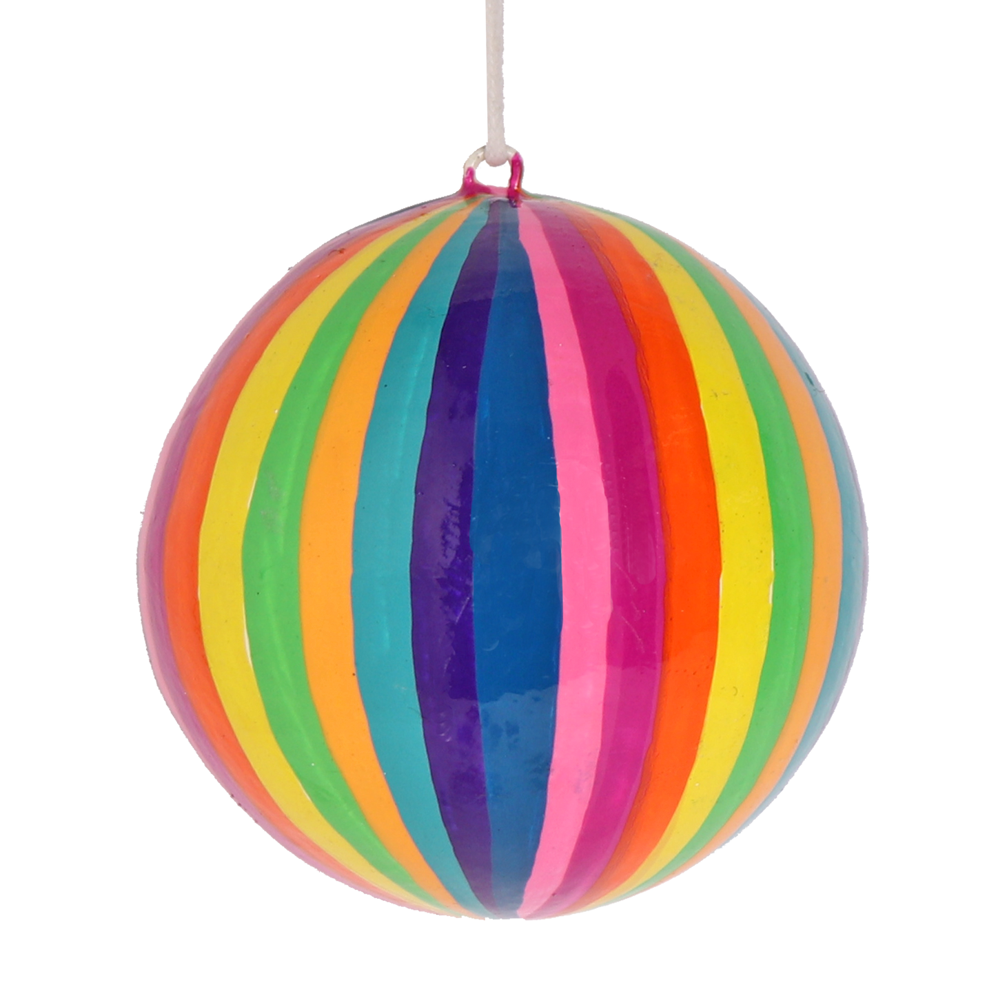 Papier Mache Stripe Bauble Rainbow, 7 cm