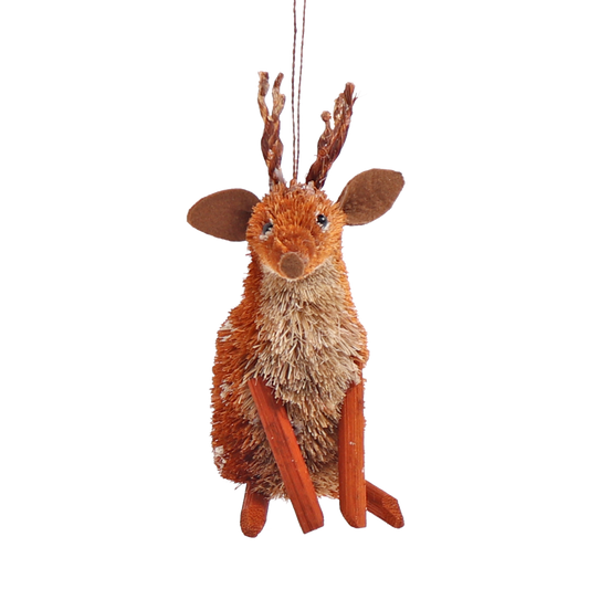 Bristle Reindeer Decoration, 12 cm