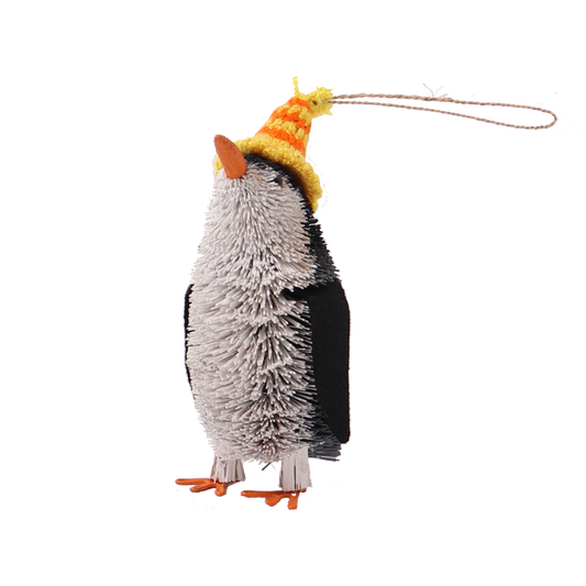 Bristle Penguin Decoration, 10 cm