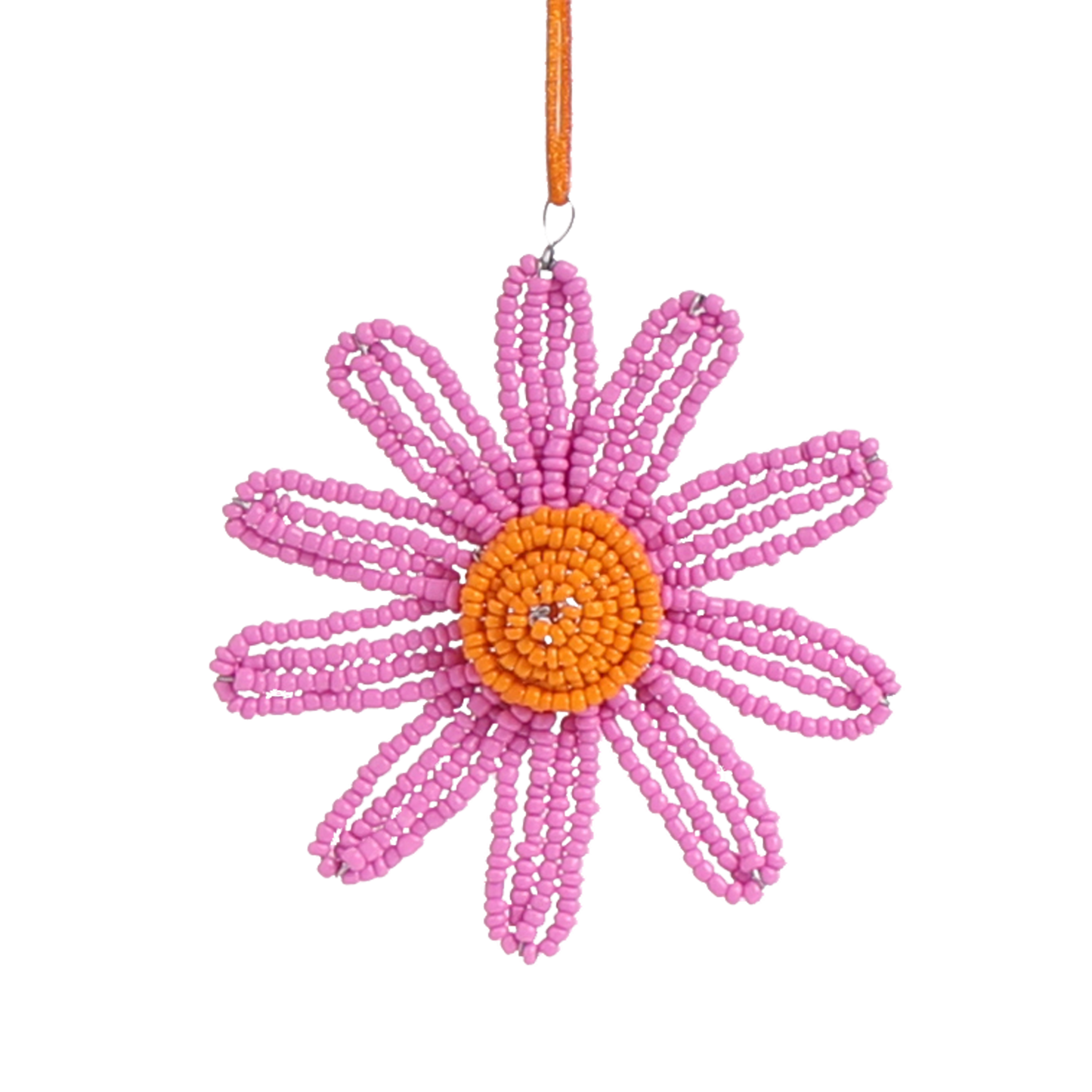 Beaded Flower Decoration Pink, 10 cm