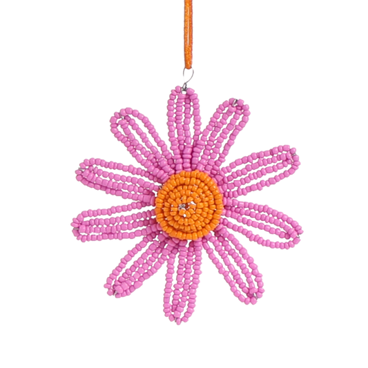 Beaded Flower Decoration Pink, 10 cm