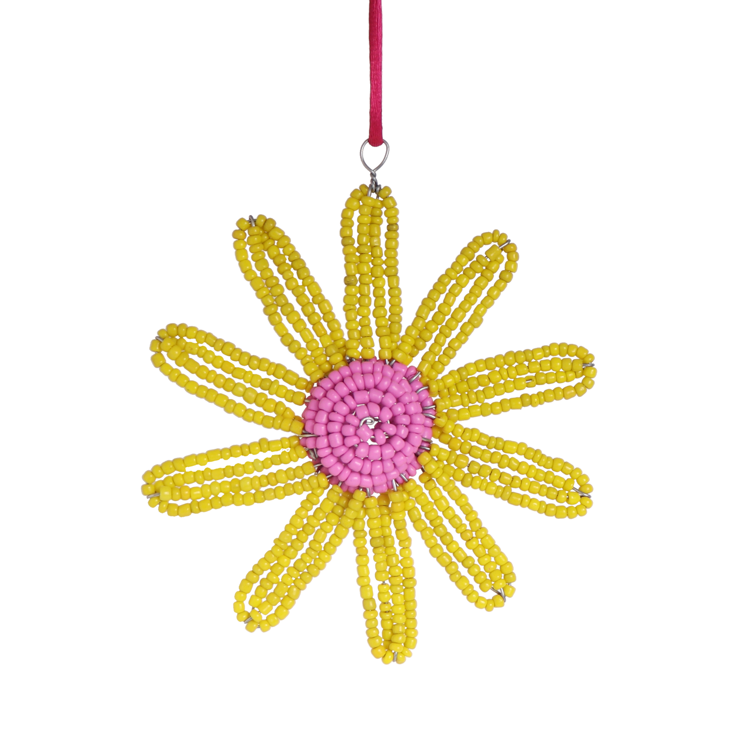 Beaded Flower Decoration Yellow, 10 cm