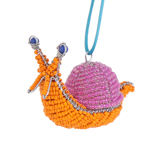 Beaded Snail Decoration Orange, 10 cm