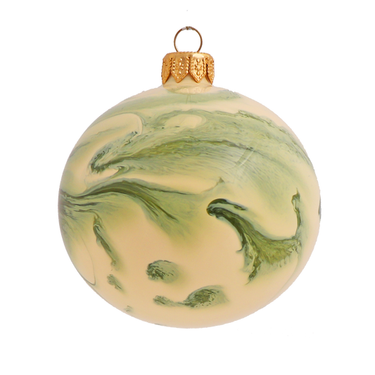 Ripple Glass Bauble Pistachio, 8 cm