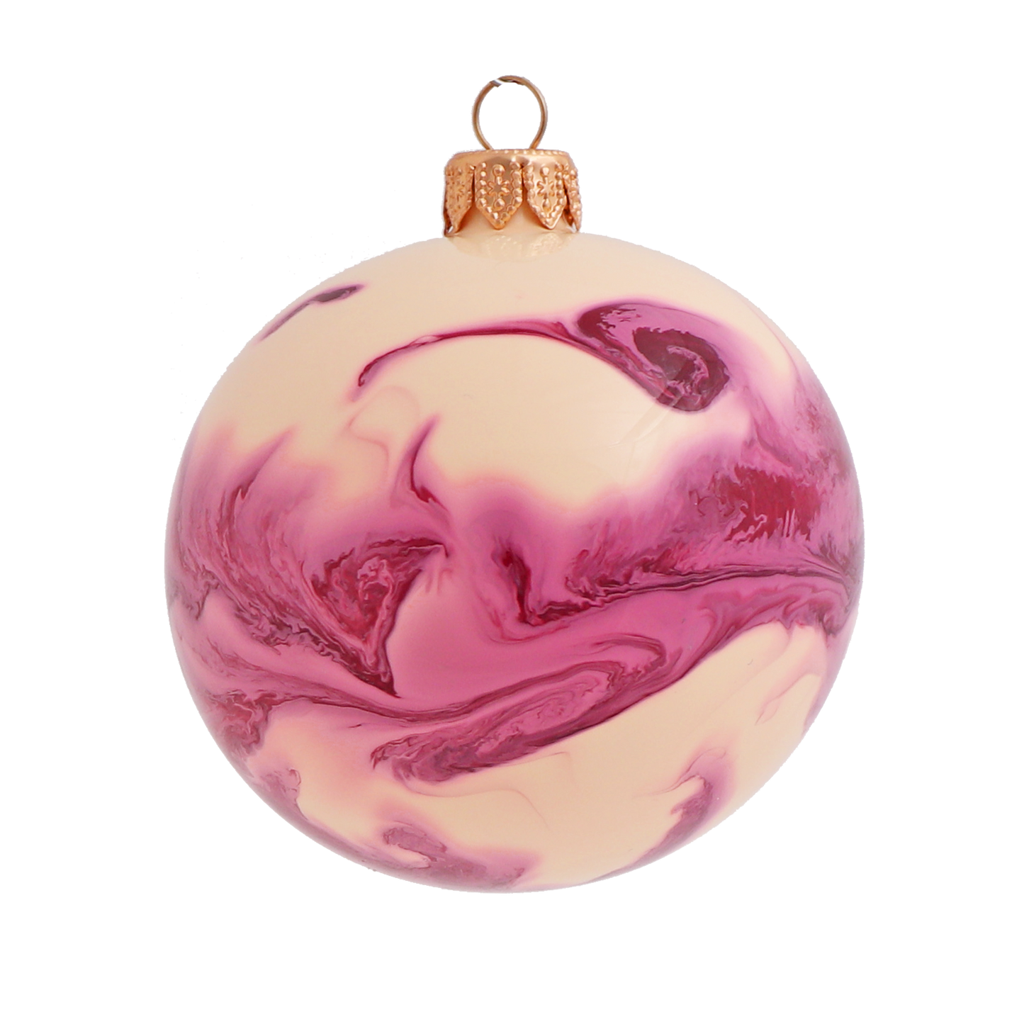 Ripple Glass Bauble Raspberry, 8 cm