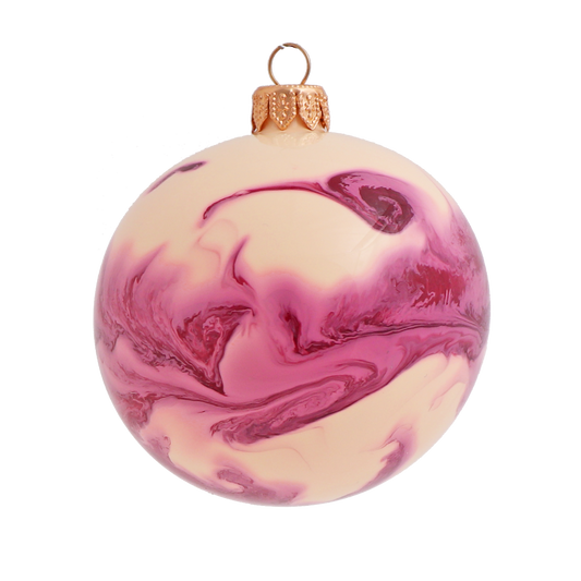 Ripple Glass Bauble Raspberry, 8 cm