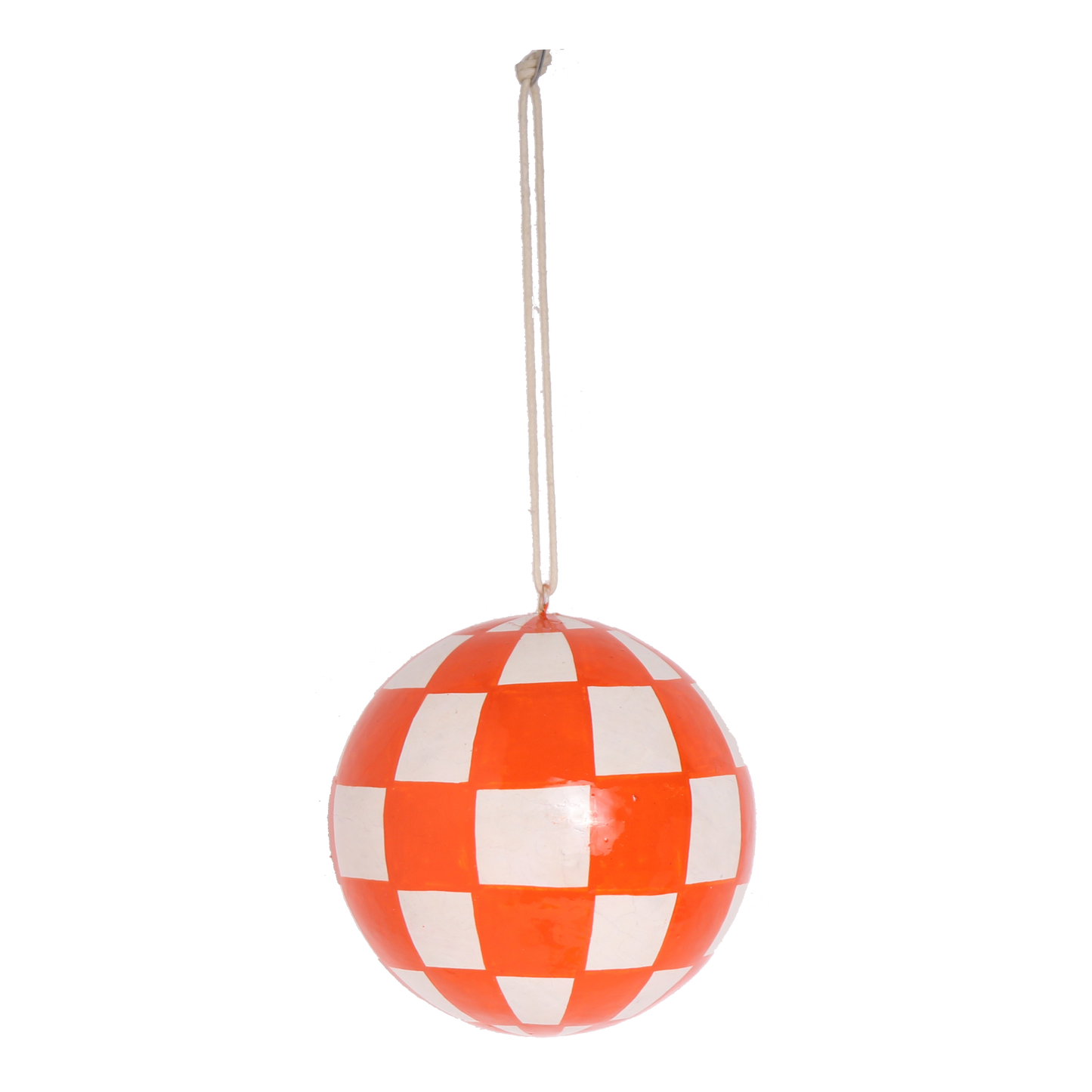 Papier Mache Check Bauble Clementine, 7 cm