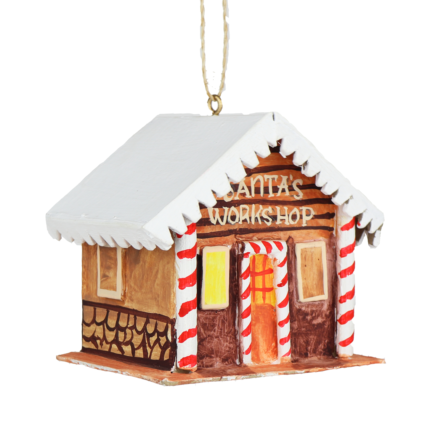 Papier Mache Santa'S Workshop Decoration, 9 cm