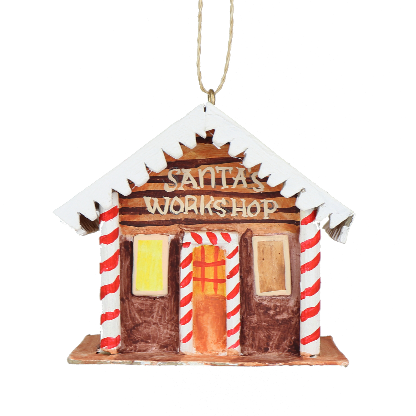 Papier Mache Santa'S Workshop Decoration, 9 cm