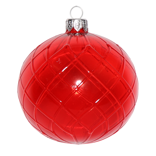 Cut Glass Bauble Ruby, 8cm