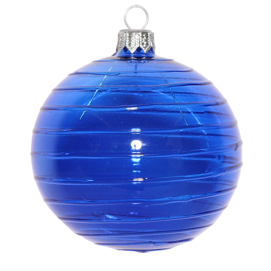 Cut Glass Spiral Bauble Sapphire, 8cm