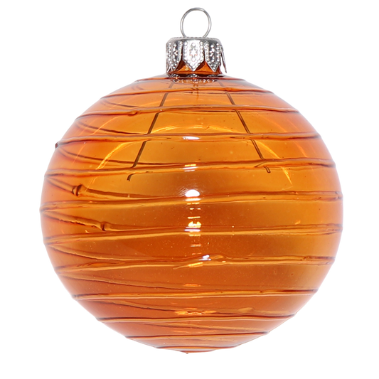 Cut Glass Spiral Bauble Amber, 8cm