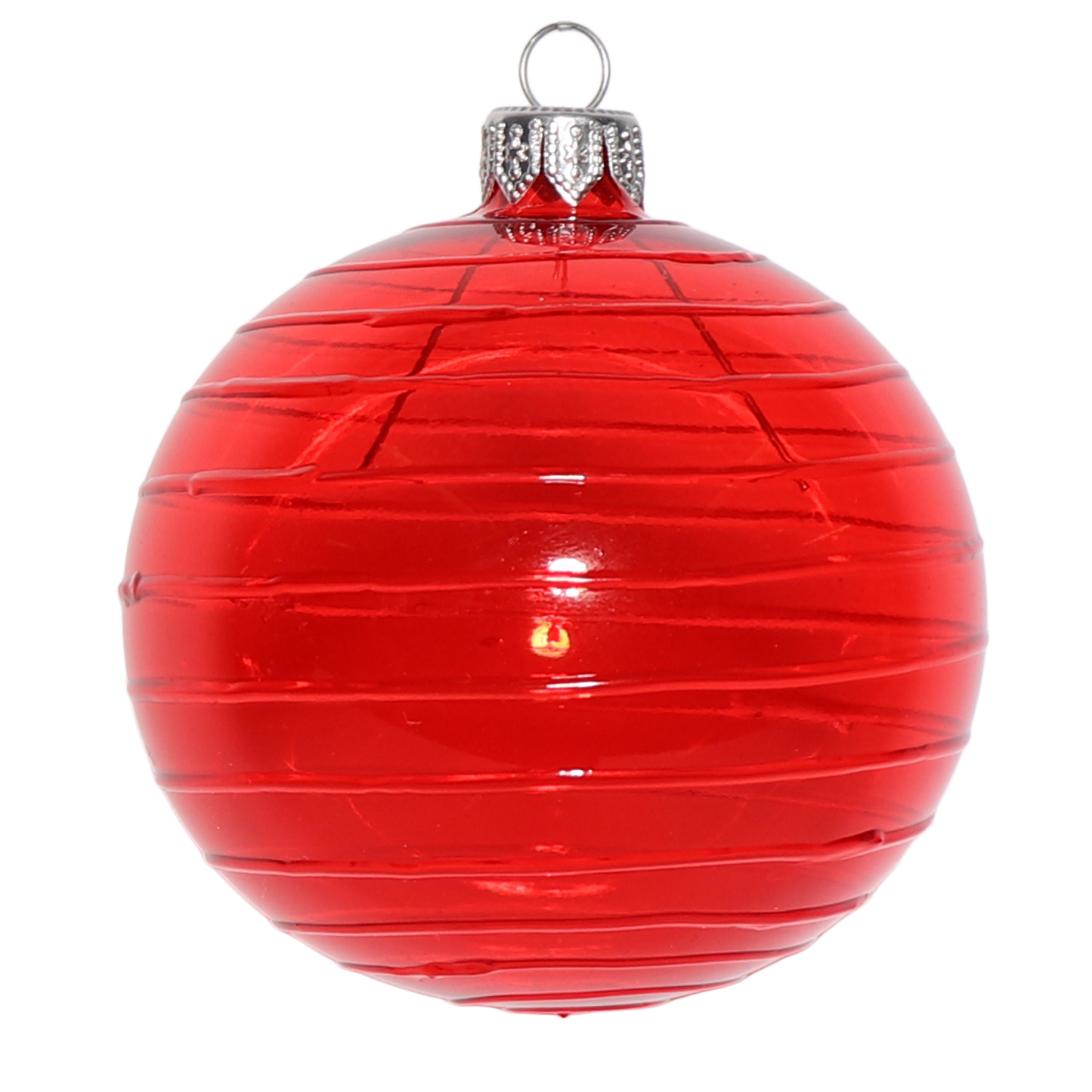 Cut Glass Spiral Bauble Ruby, 8cm