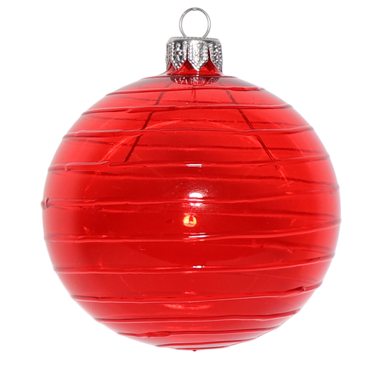 Cut Glass Spiral Bauble Ruby, 8cm