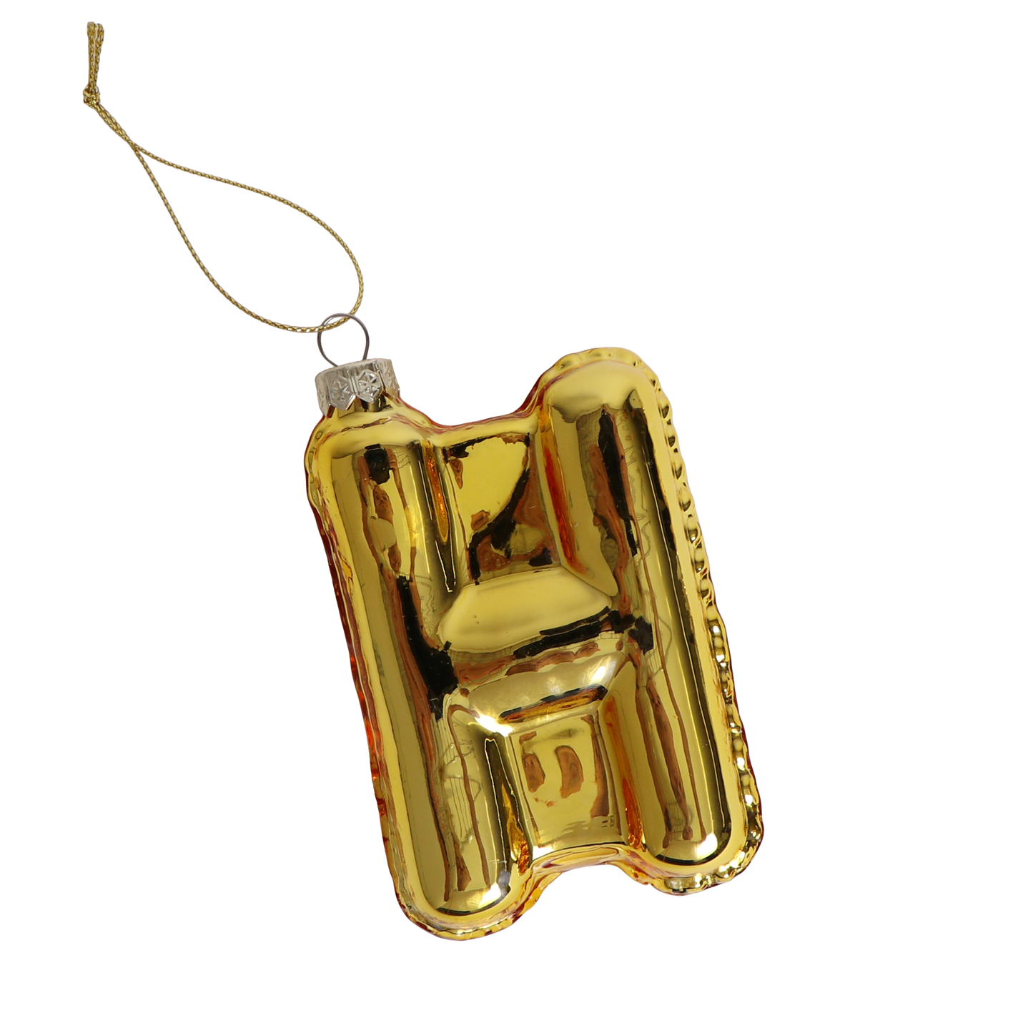 H Balloon Letter Glass Decoration Gold, 12 cm