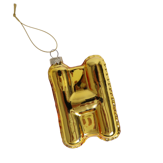 H Balloon Letter Glass Decoration Gold, 12 cm