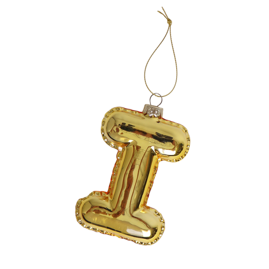 I Balloon Letter Glass Decoration Gold, 12 cm