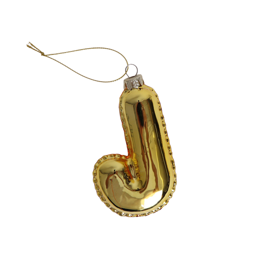 J Balloon Letter Glass Decoration Gold, 12 cm