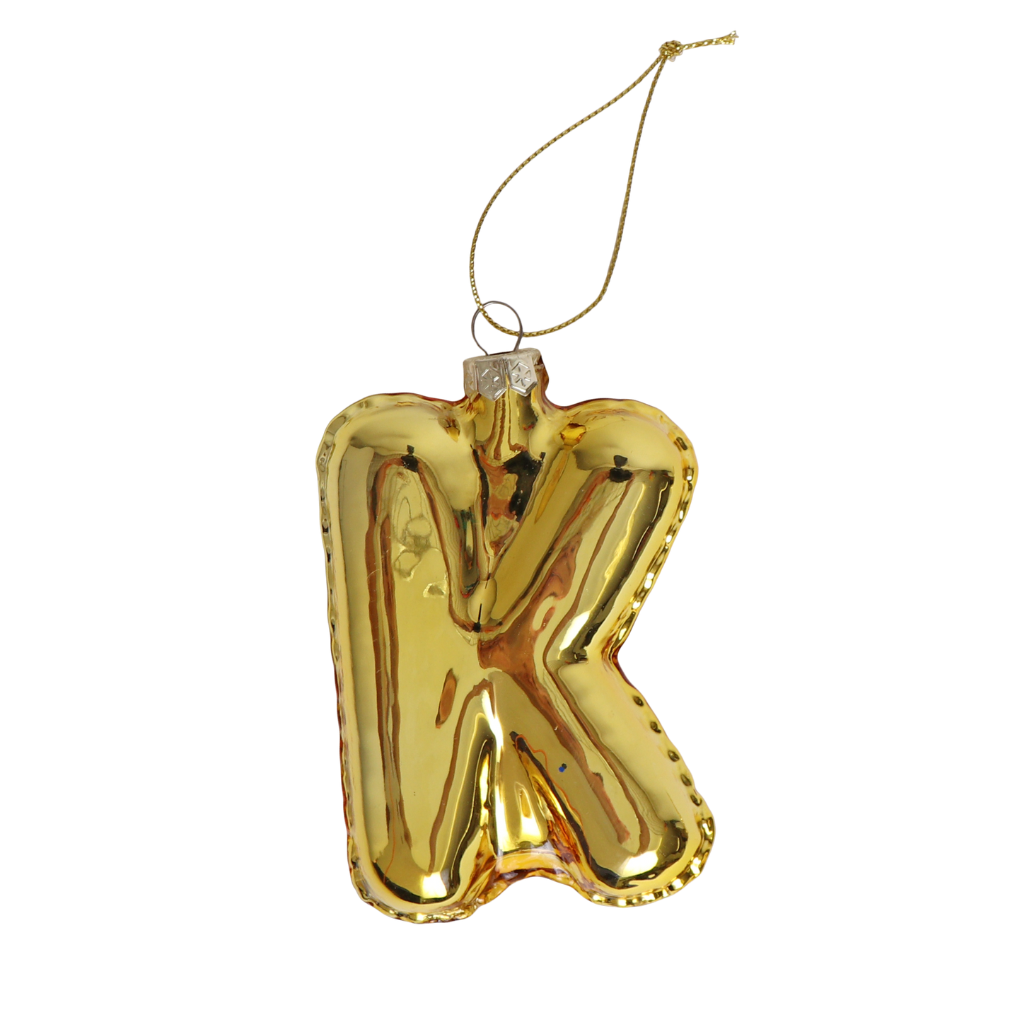 K Balloon Letter Glass Decoration Gold, 12 cm