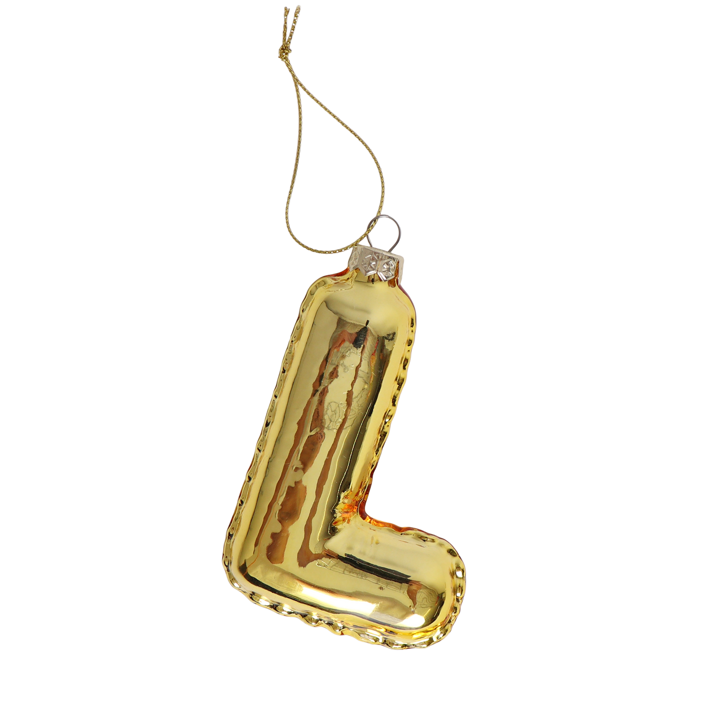 L Balloon Letter Glass Decoration Gold, 12 cm