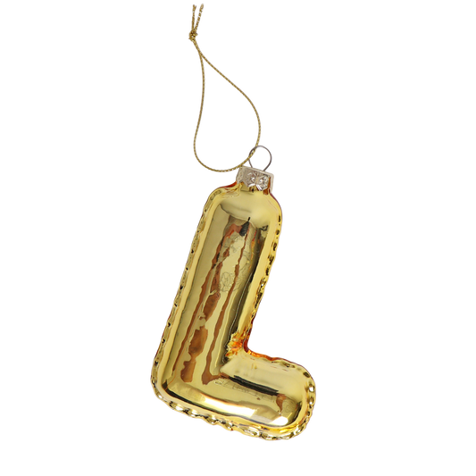 L Balloon Letter Glass Decoration Gold, 12 cm