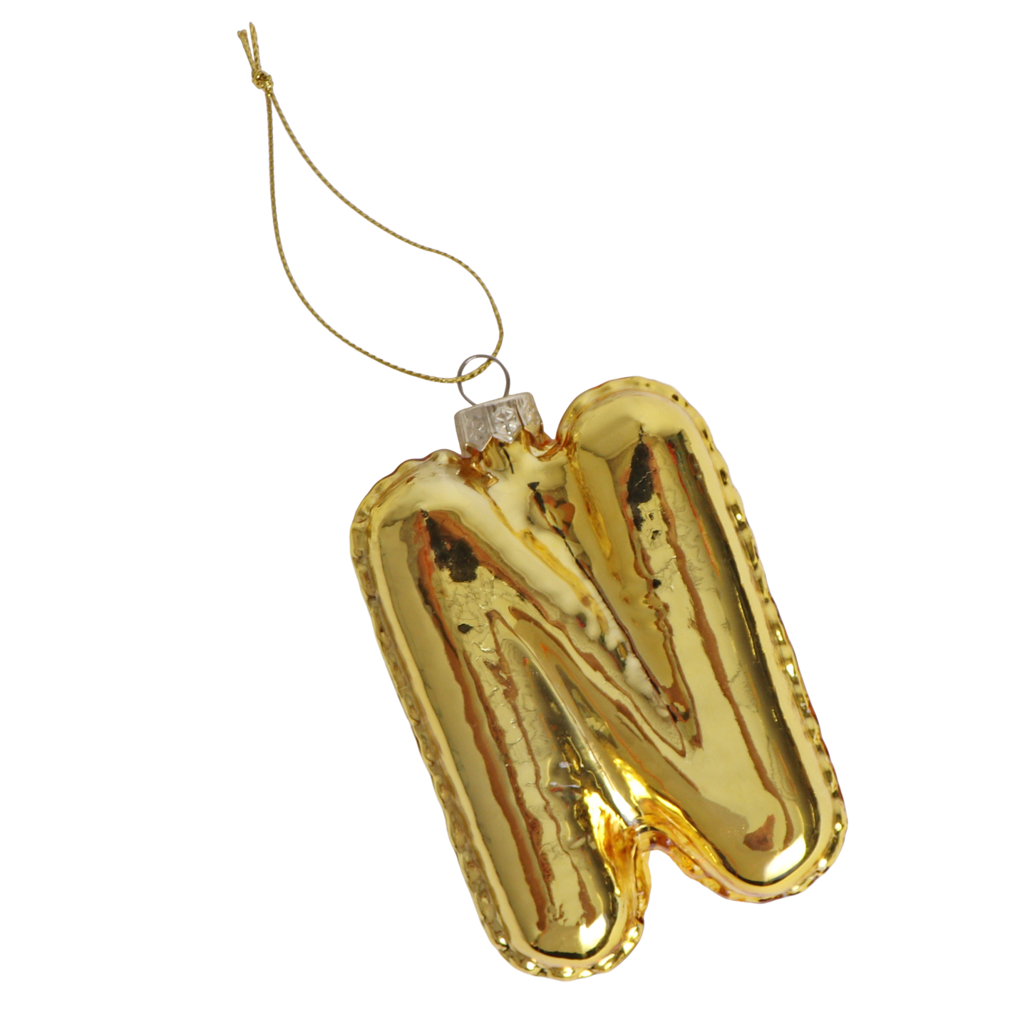 N Balloon Letter Glass Decoration Gold, 12 cm