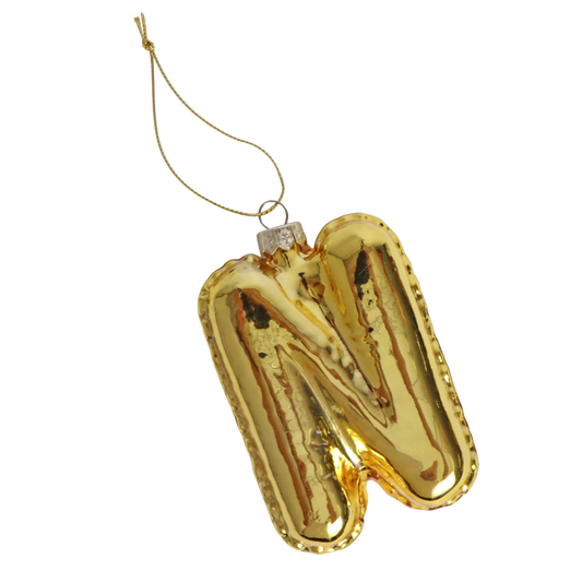 N Balloon Letter Glass Decoration Gold, 12 cm