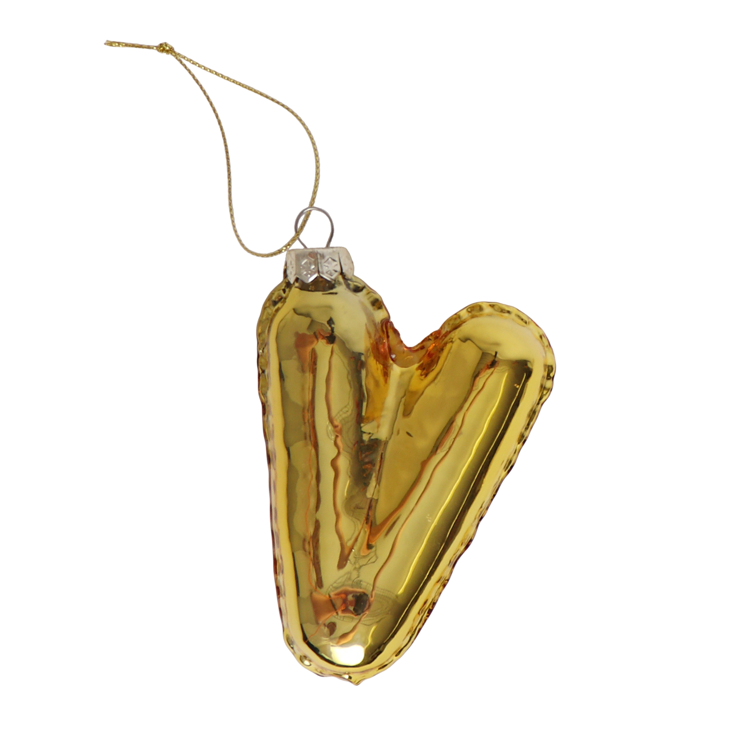 V Balloon Letter Glass Decoration Gold, 12 cm