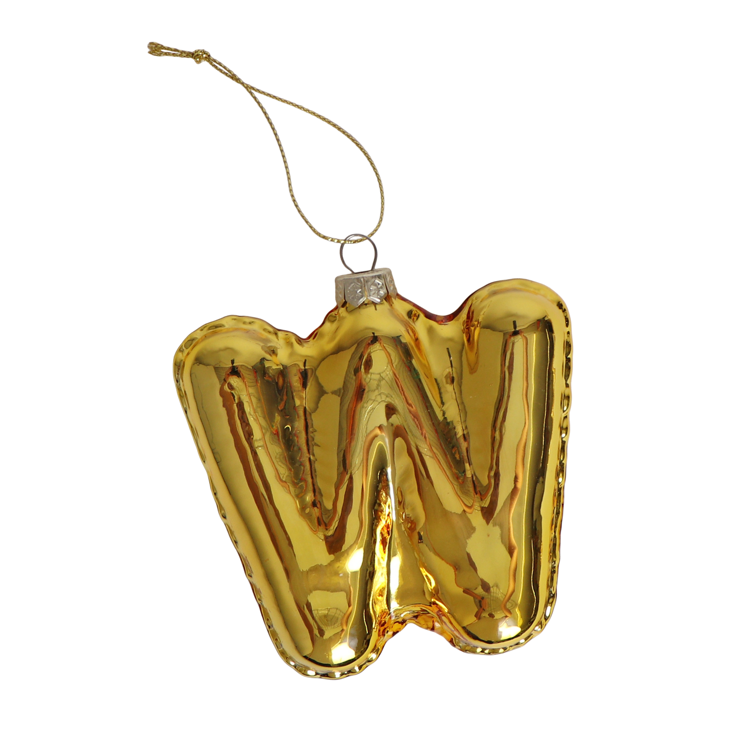 W Balloon Letter Glass Decoration Gold, 12 cm