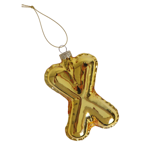 X Balloon Letter Glass Decoration Gold, 12 cm