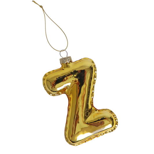 Z Balloon Letter Glass Decoration Gold, 12 cm