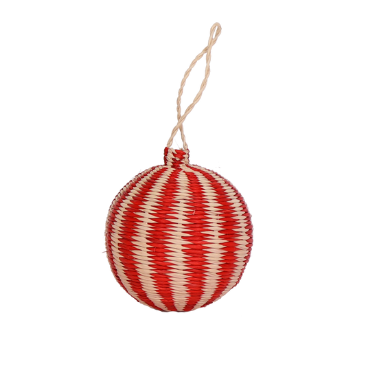 Woven Stripe Bauble Red, 6 cm