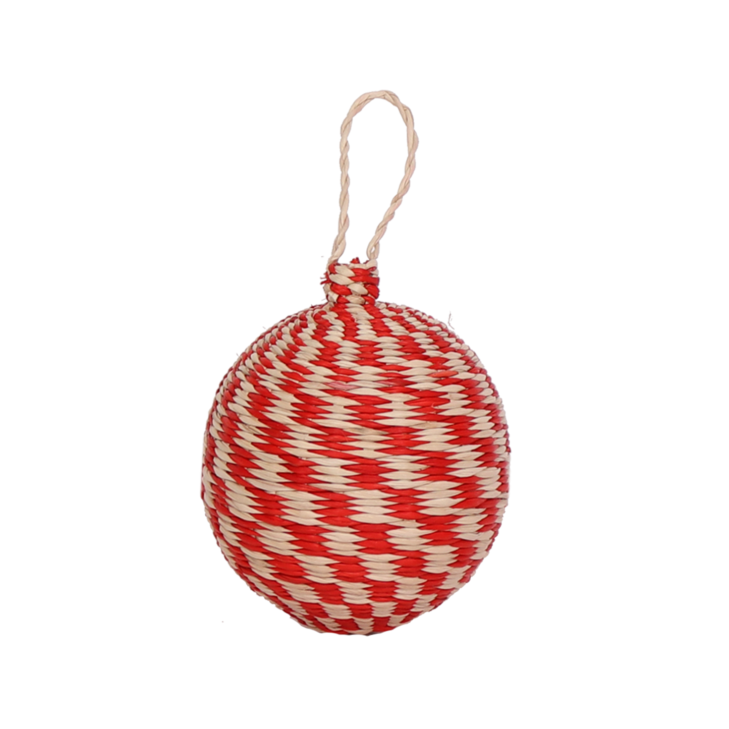 Woven Check Bauble Red, 6 cm