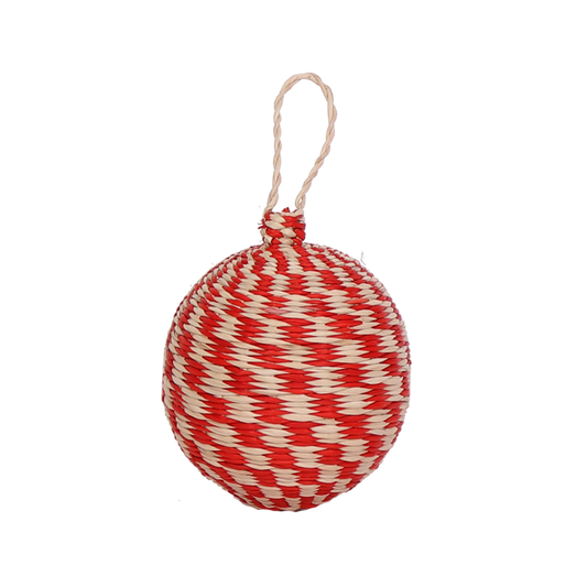 Woven Check Bauble Red, 6 cm