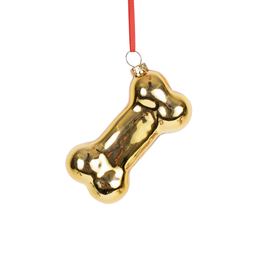 Dog Bone Glass Decoration Gold,